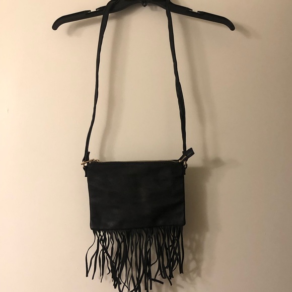 H&M small black purse. Fringe on bottom. Only used once! - Picture 1 of 3